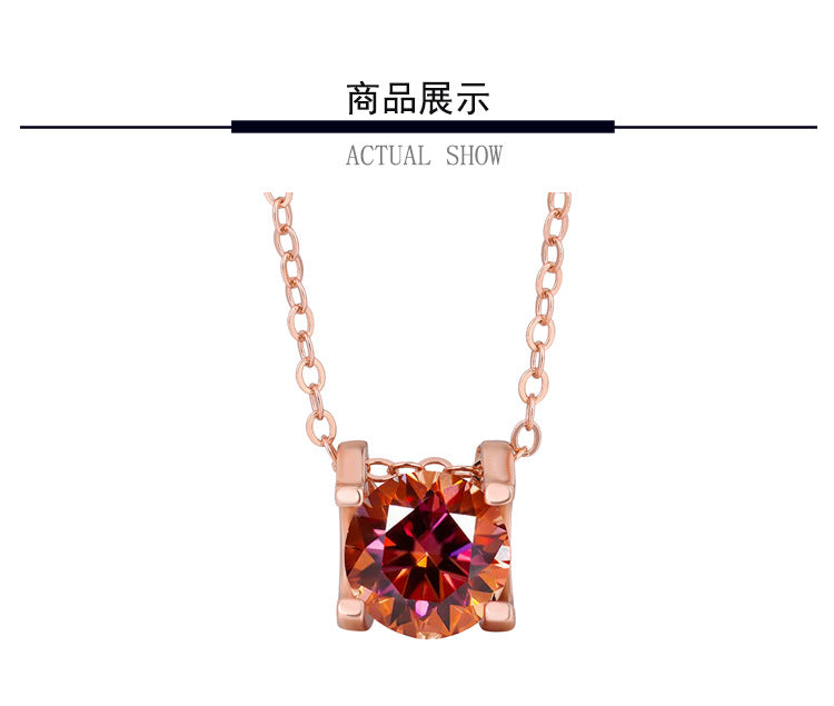 s925Sterling Silver Colorful Moissanite Diamond Bull Head Necklace for Women Classic Pendant Women's Fashion Hot Sale Clavicle Chain Wholesale