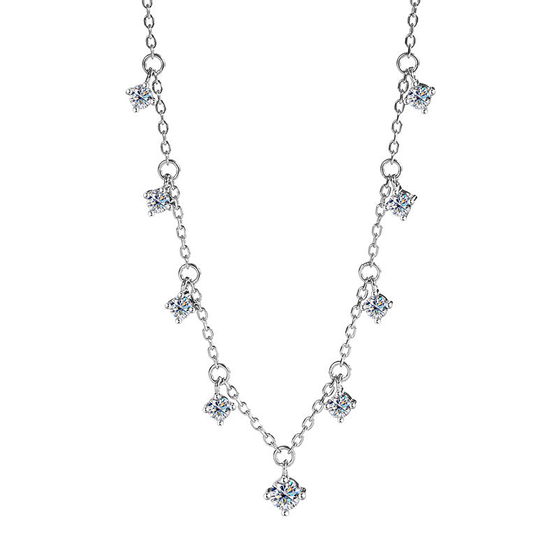 Cross-border Sparkling Moissanite Graff Collarbone Chain s925Sterling Silver1.1Carat Necklace Women's Light Luxury Fashion Accessories
