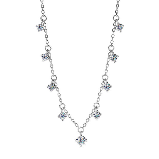 Cross-border Sparkling Moissanite Graff Collarbone Chain s925Sterling Silver1.1Carat Necklace Women's Light Luxury Fashion Accessories