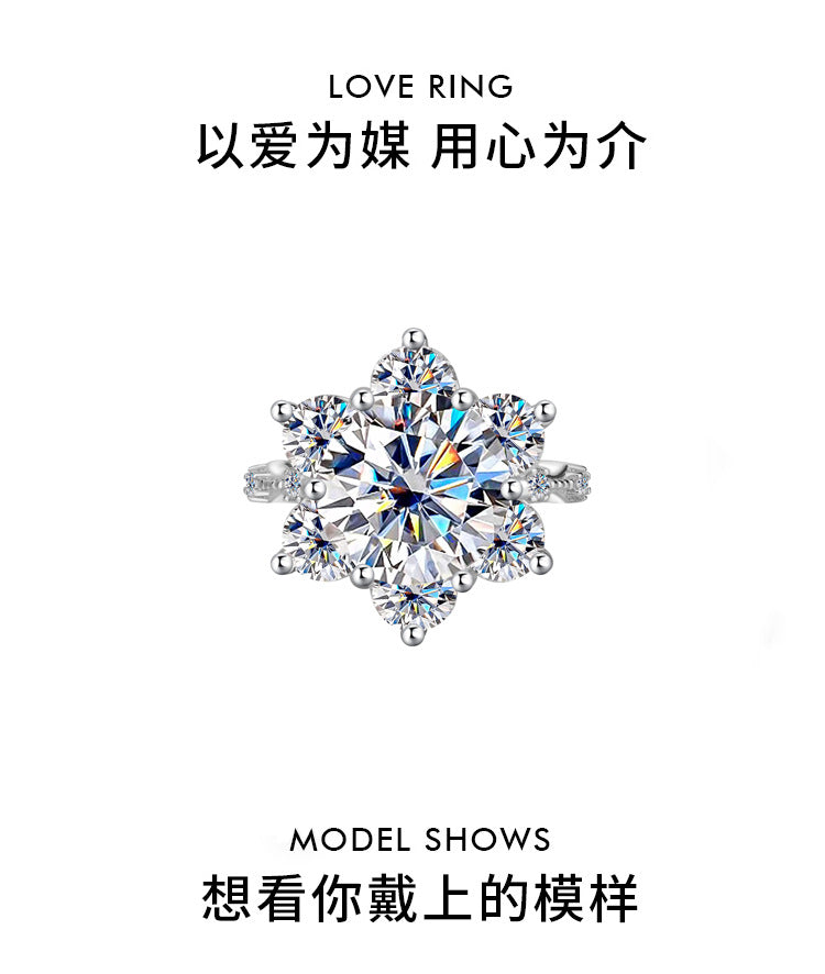 A4   S925Sterling Silver Ring Moissanite5Carat Crown Women's Ring Super Sparkling Pigeon Egg Wedding Ring Wholesale