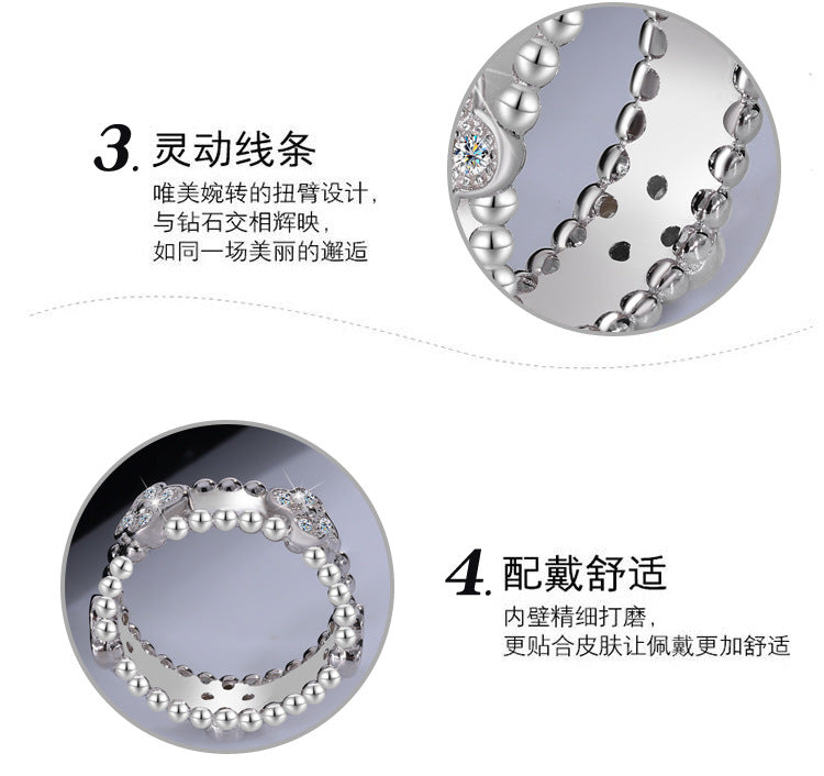 Cross-border hot selling S925Silver Full Diamond Moissanite Kaleidoscope Four-Leaf Clover Ring High-End Fashion Ring Factory Wholesale