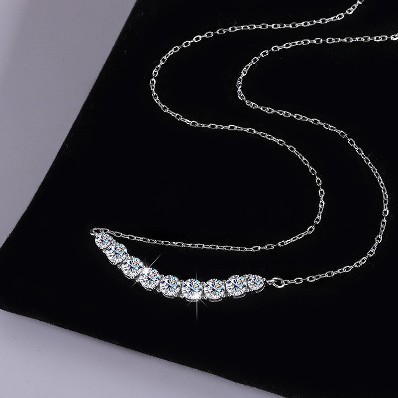 S925Silver Platinum Plated Moissanite Jewelry Pendant for Women Simple Smile Necklace2.4Clamoissanite Rainbow