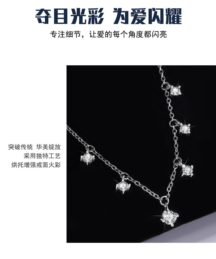 Cross-border Sparkling Moissanite Graff Collarbone Chain s925Sterling Silver1.1Carat Necklace Women's Light Luxury Fashion Accessories