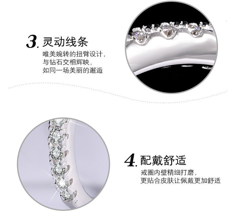 S925Sterling Silver One Row Moissanite Ring for Women, Simple Stackable Tail Ring, Couple Rings Wholesale Direct Sale