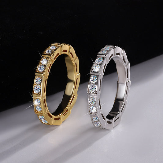 Cross-Border S925Pure Silver Korean Style Snake Ring High Micro Inlaid Full Diamond Fashion Versatile Unisex Ring Factory Wholesale