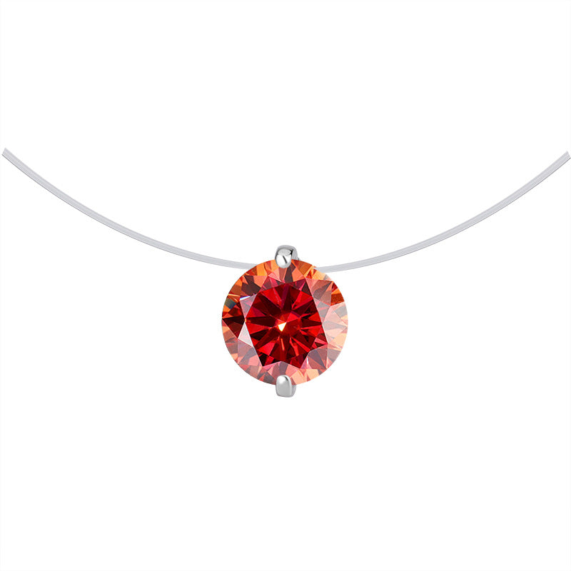 Same Style as Zhao Lusi S925Silver Collarbone Chain Mermaid Tears Necklace for Women, Niche High-end Moissanite Pendant Wholesale