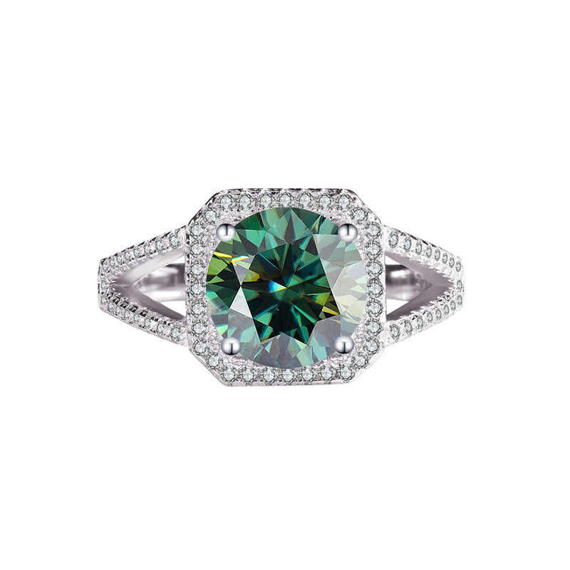 Exclusive for cross-border S925Silver Luxury Square Bag Colorful Moissanite Ring for Women Pure Silver White Gold Diamond Simulated Diamond Wholesale