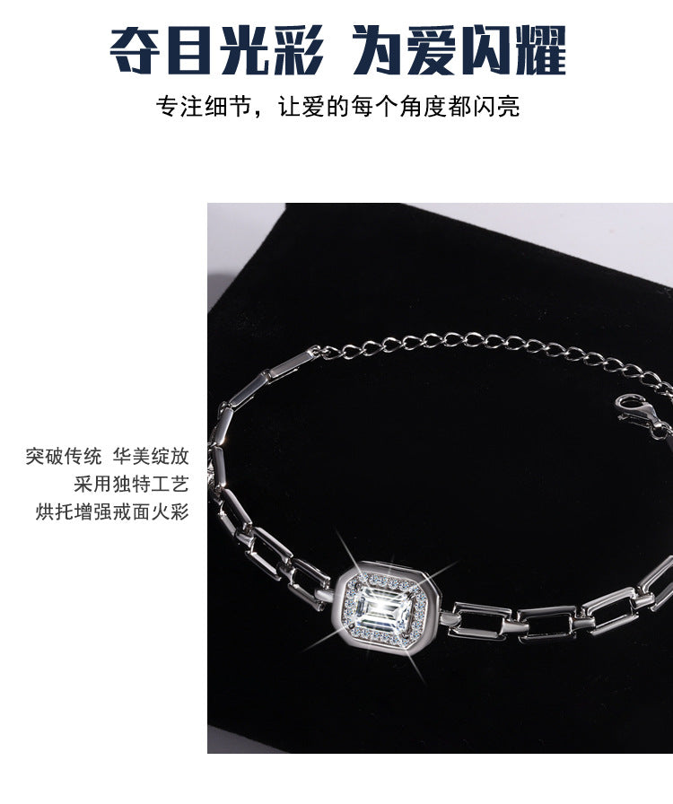 S925Sterling Silver Moissanite Geometric Bracelet 1Carat Irregular Moissanite Bracelet for Women, Light Luxury, Exquisite, Simple, Fashionable