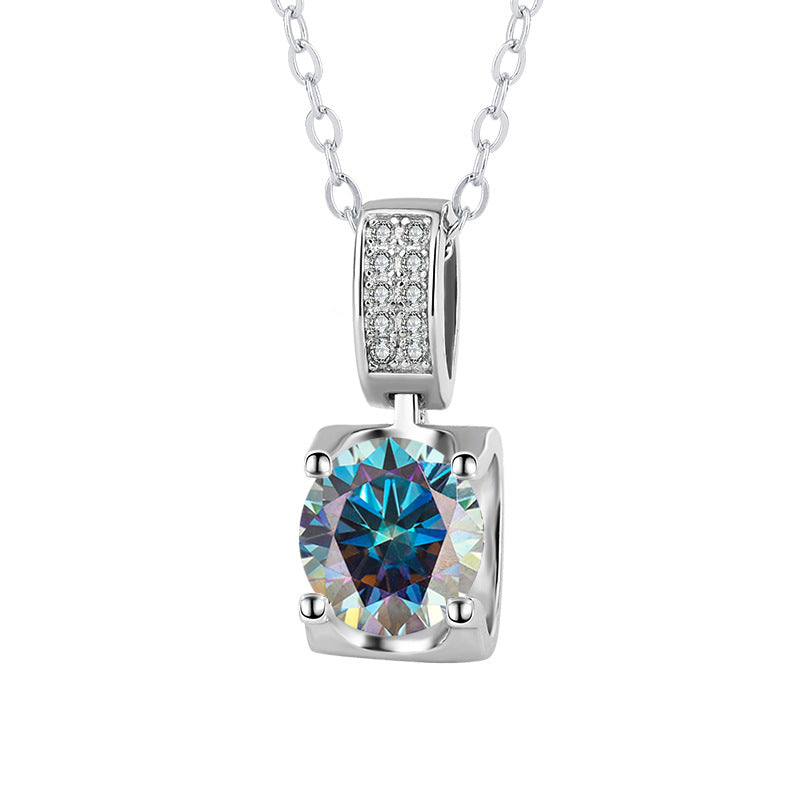 s925Sterling Silver Platinum Plated Micro Inlaid Bull Head Silver Pendant Moissanite Necklace for Women Classic Fashion Collarbone Chain Wholesale