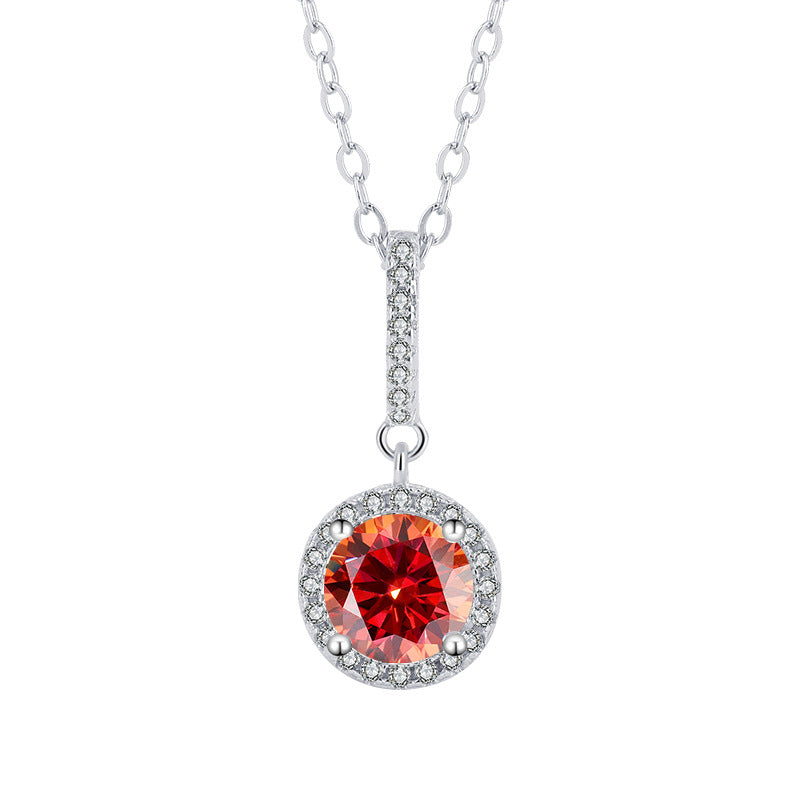 s925Sterling Silver Platinum Plated Round Snowflake Pendant Moissanite Necklace for Women Classic Fashion Collarbone Chain Wholesale