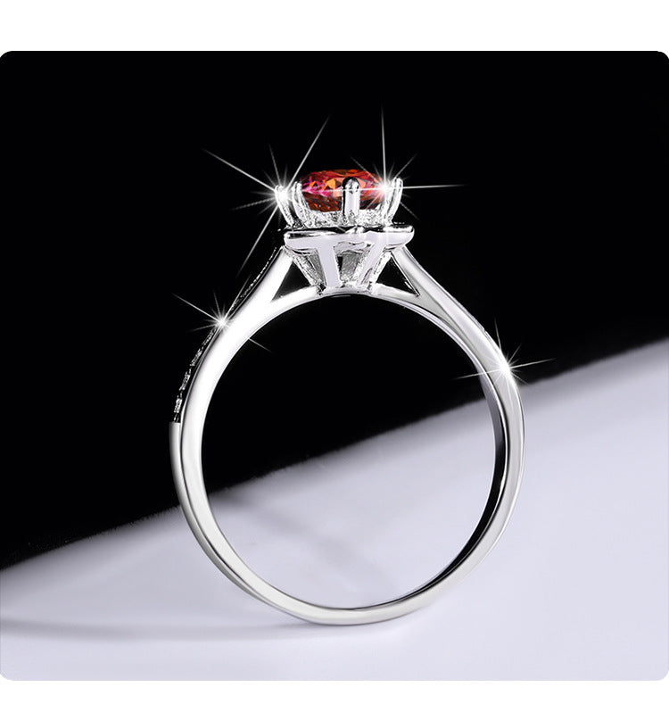 S925Sterling Silver Colorful Moissanite Hexagram Diamond Ring for Women Couple Rings Wedding Proposal Birthday Gift for Girlfriend