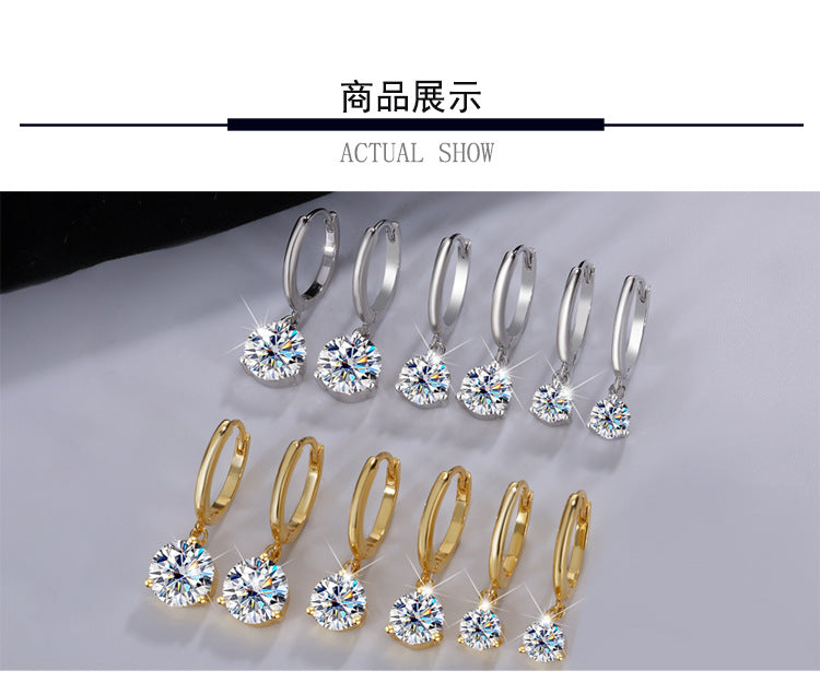 Best seller in europe and america S925Sterling Silver Three-Claw Earrings Moissanite Fashion Simple Earrings Moissanite Studs Factory Wholesale