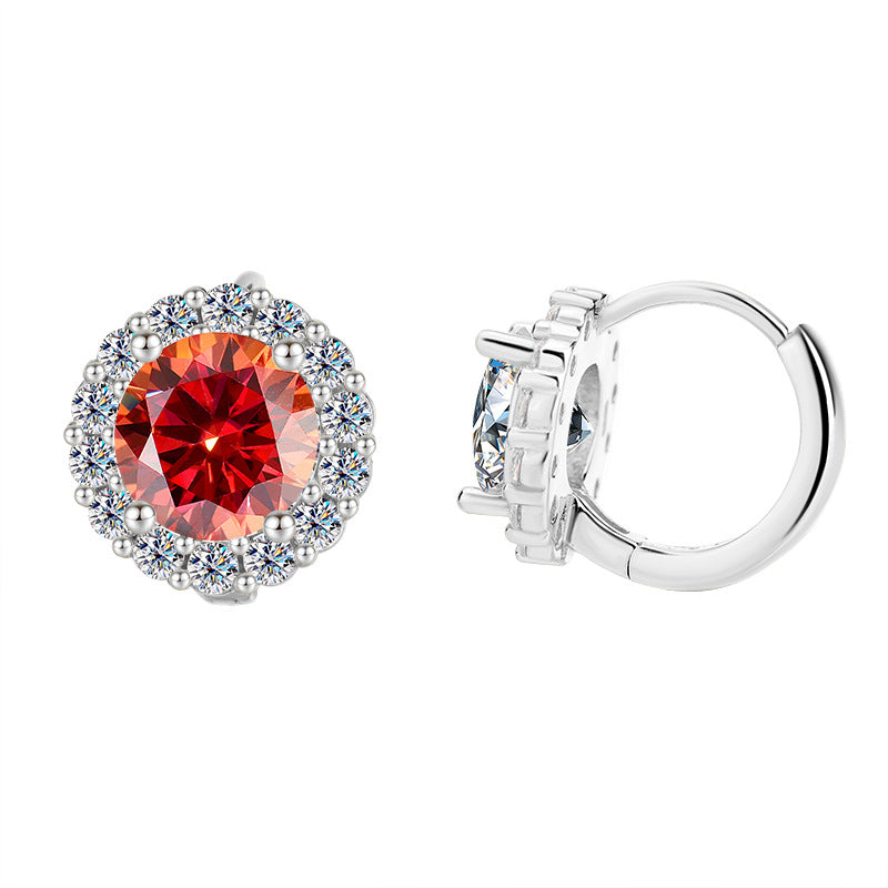 Cross-border hot selling S925Pure Silver Sunflower Moissanite Earrings Simple Elegant Earrings Moissanite Jewelry for Women Wholesale