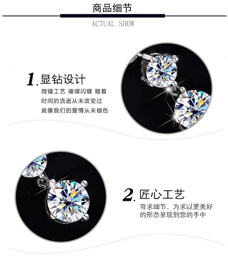 Best seller in europe and america S925Sterling Silver Moissanite Tassel Four-Prong Earrings Korean Style Full Diamond Moissanite Earrings Factory Wholesale