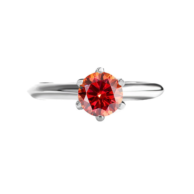 S925Sterling Silver Ring T Six-Prong Moissanite Ring for Women Classic Six-Prong Crown Proposal Ring Wholesale