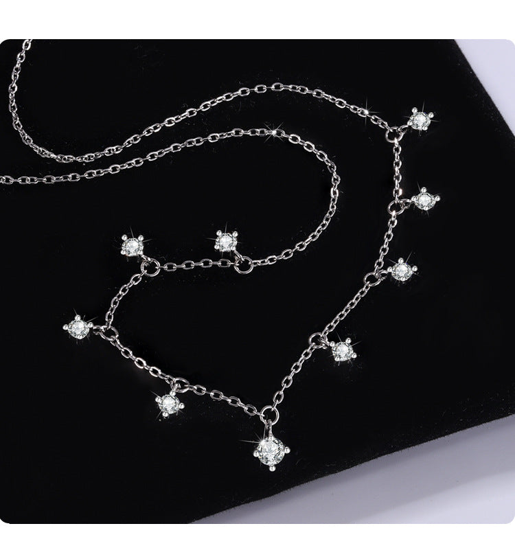 Cross-border Sparkling Moissanite Graff Collarbone Chain s925Sterling Silver1.1Carat Necklace Women's Light Luxury Fashion Accessories