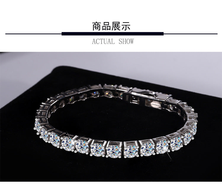 Cross-border hot sale S925Sterling Silver Moissanite Tennis Bracelet New Model Unisex Bracelet Moissanite Factory In Stock Wholesale