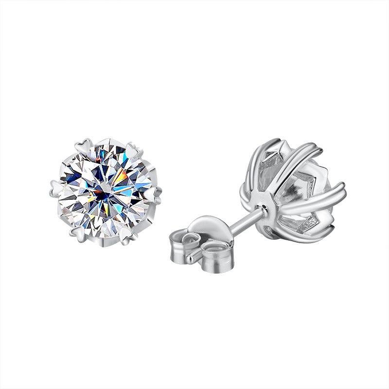 Cross-border hot selling S925Silver Genuine Moissanite Snowflake Earrings Elegant Simple Moissanite Ear Jewelry Factory Wholesale
