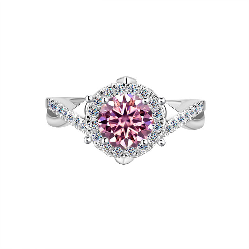 Europe and America Cross Border Hot Sale S925Pure Silver Royal Estate Moissanite Heavy Craft Luxurious Setting Women's Ring High-end Diamond Ring Wholesale
