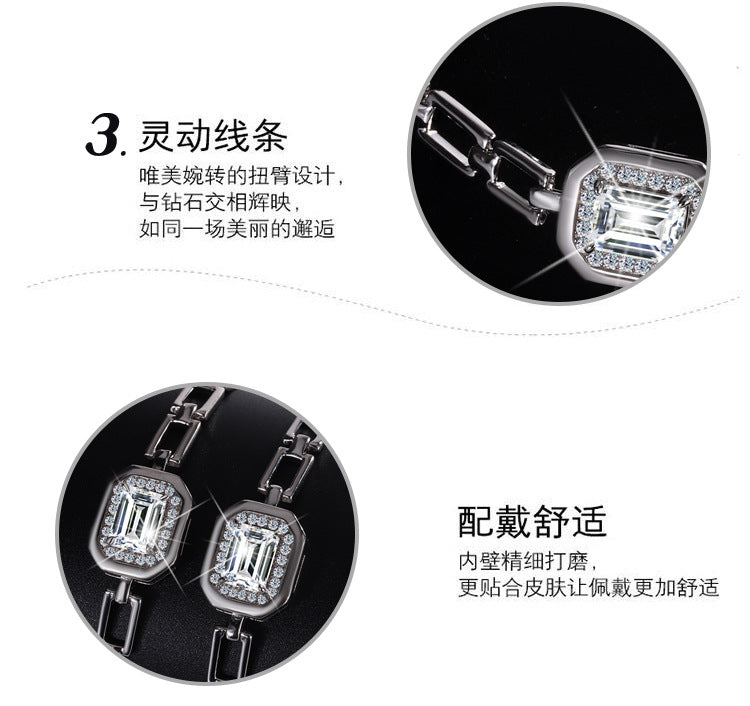 S925Sterling Silver Moissanite Geometric Bracelet 1Carat Irregular Moissanite Bracelet for Women, Light Luxury, Exquisite, Simple, Fashionable