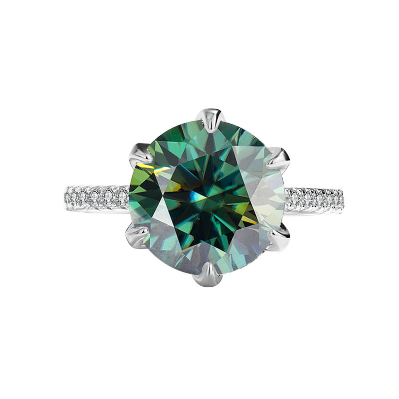 s925Sterling Silver Ring Moissanite Elegant Goddess Classic Six-Prong Carat Moissanite Diamond Women's Oval Wedding Ring
