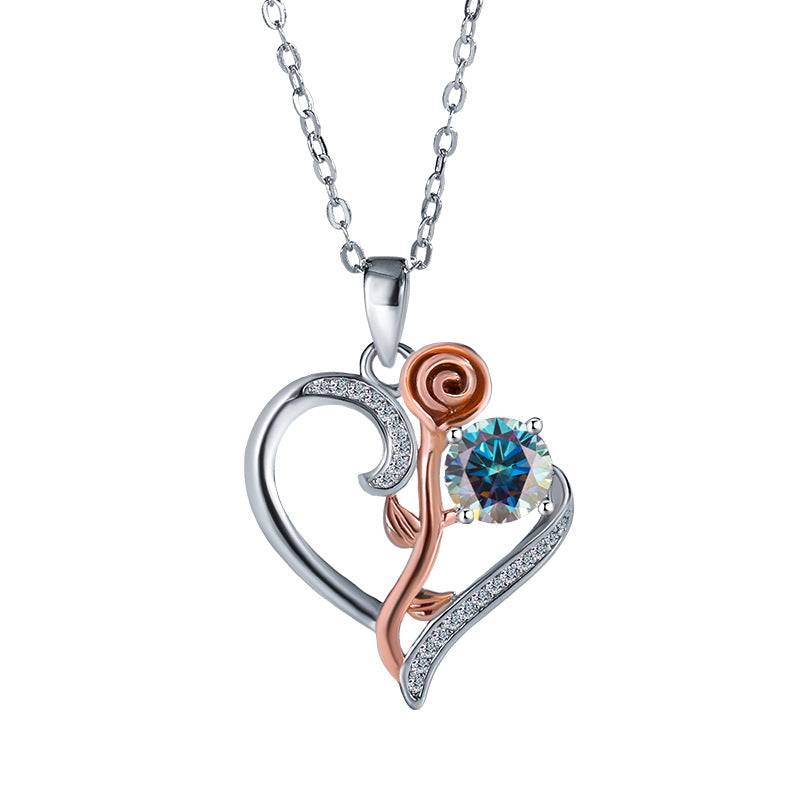 Exclusive for cross-border S925Sterling Silver Only Love You Necklace for Women Moissanite Diamond Pendant Qixi Valentine's Day Collarbone Chain