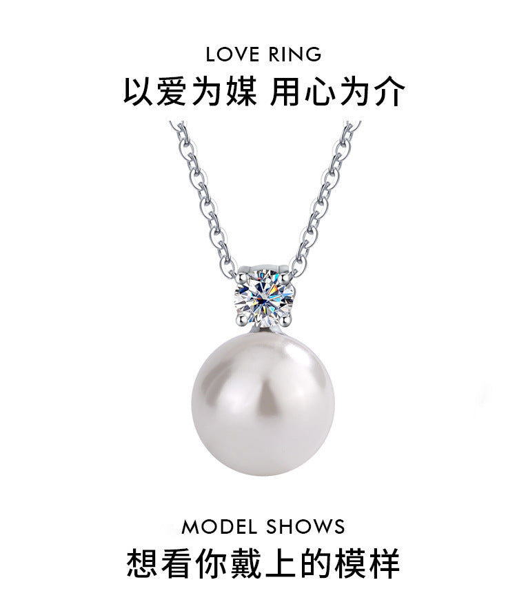 Exclusive for cross-border S925Pure Silver Classic Light Luxury Pearl Necklace Internet Celebrity Sweater Collarbone Chain Valentine's Day Qixi Festival Gift