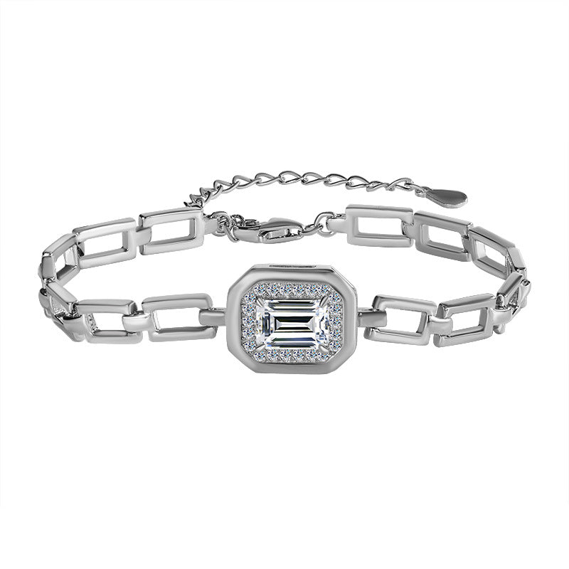 S925Sterling Silver Moissanite Geometric Bracelet 1Carat Irregular Moissanite Bracelet for Women, Light Luxury, Exquisite, Simple, Fashionable