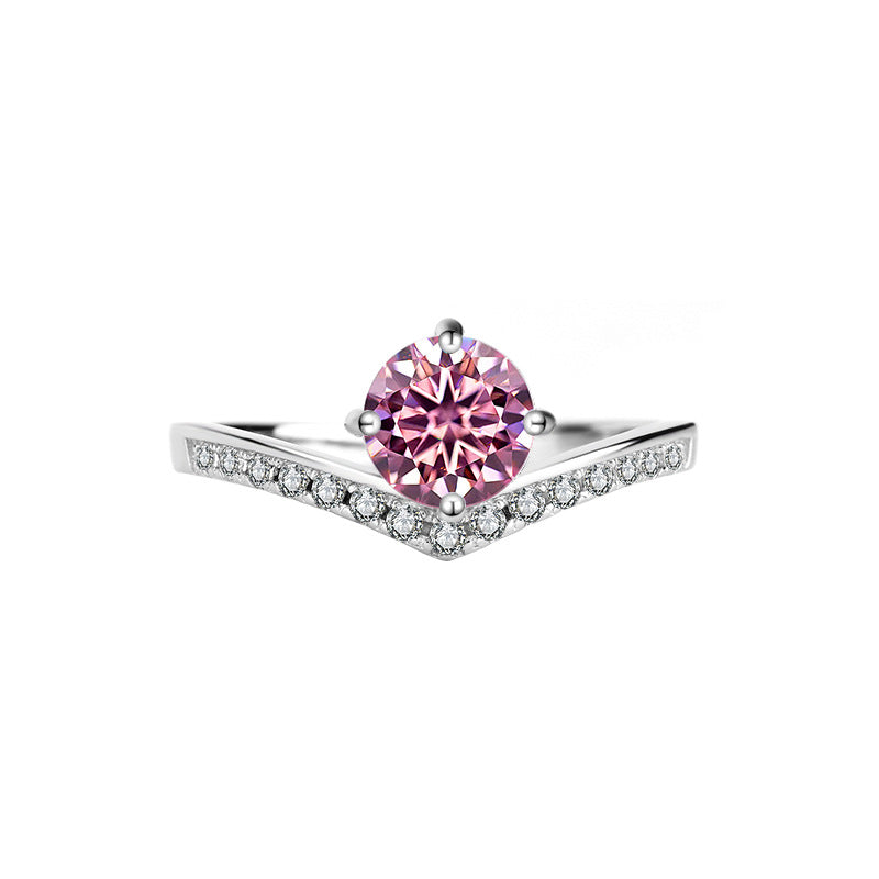 Sterling Silver Platinum Plated Moissanite Passable Diamond Pen Moissanite Crown Genuine Diamond Ring Simulated Diamond Proposal Wedding Ring