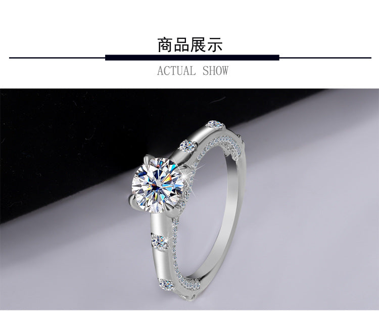 Exclusive for cross-border S925Pure Silver Moissanite Sun Never Sets Women's Diamond Ring Fashion Light Luxury Style Women's Wedding Ring Wholesale