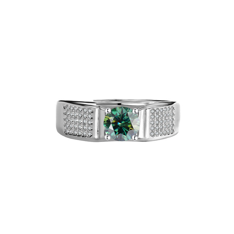 Authentic D Moissanite Starry Sky Men's Ring Pure Silver Platinum Plated One Carat Moissanite Men's Ring Manufacturer Wholesale