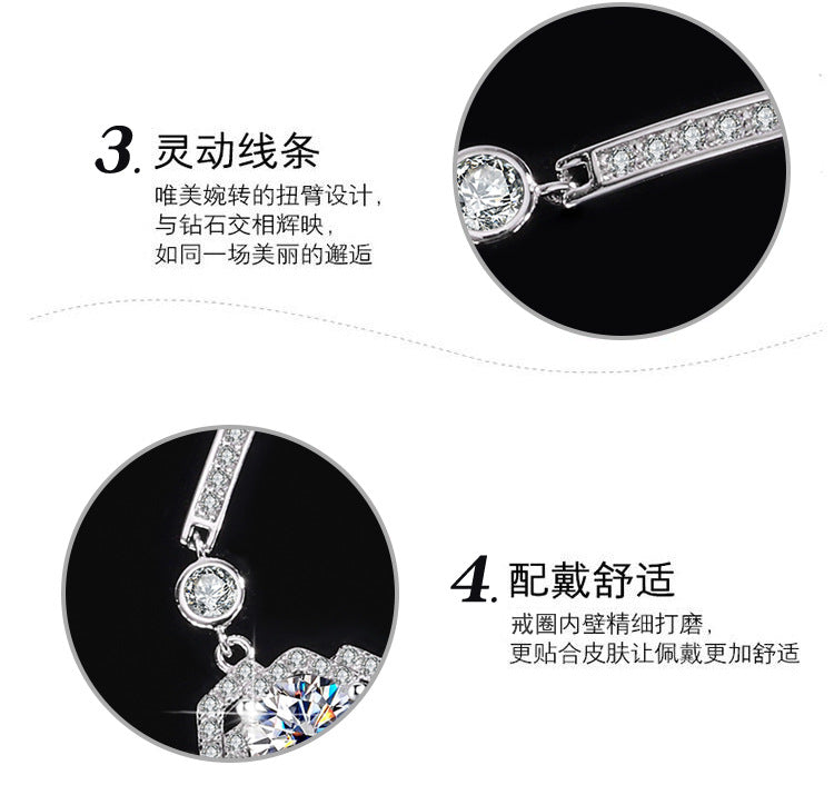 S925Silver Moissanite Rose Bracelet Moissanite Camellia Simple Style TikTok Kuaishou Live Streaming Factory Direct Sale