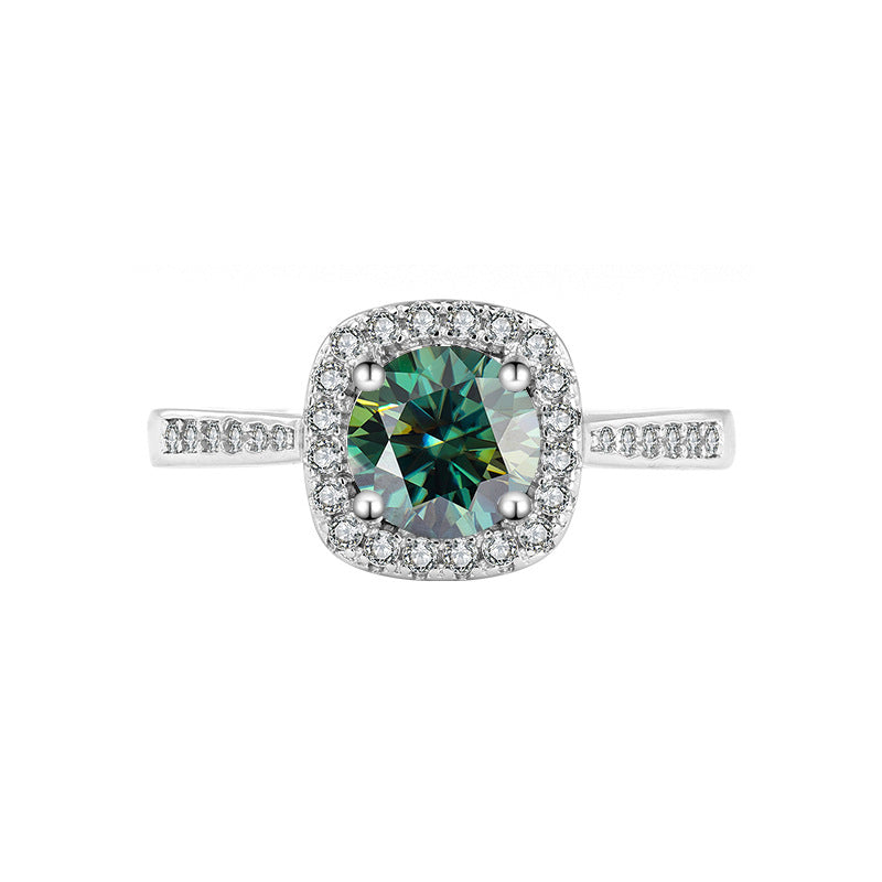 S925Sterling Silver Moissanite Ring for Women Princess Cut Square Bag Sterling Silver White Gold Diamond Imitation Proposal Engagement Wedding Diamond Ring