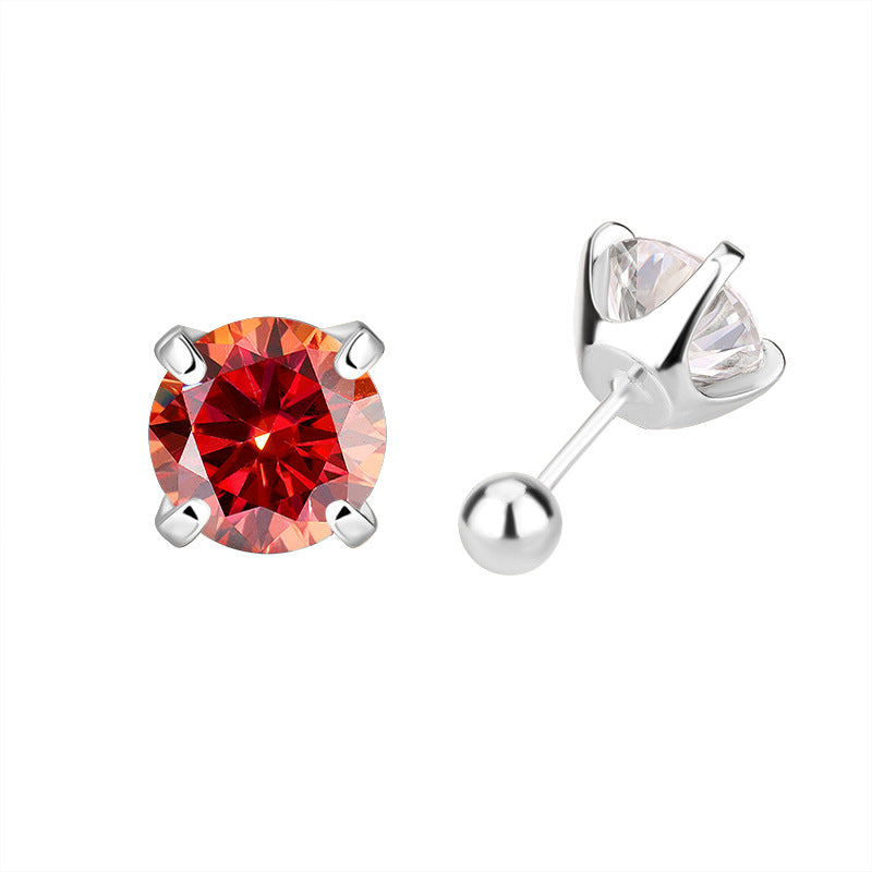 Exclusive for cross-border S925Sterling Silver Moissanite Earrings Four-Prong Screw Moissanite Stud Earrings Fashion Simple Earrings Wholesale