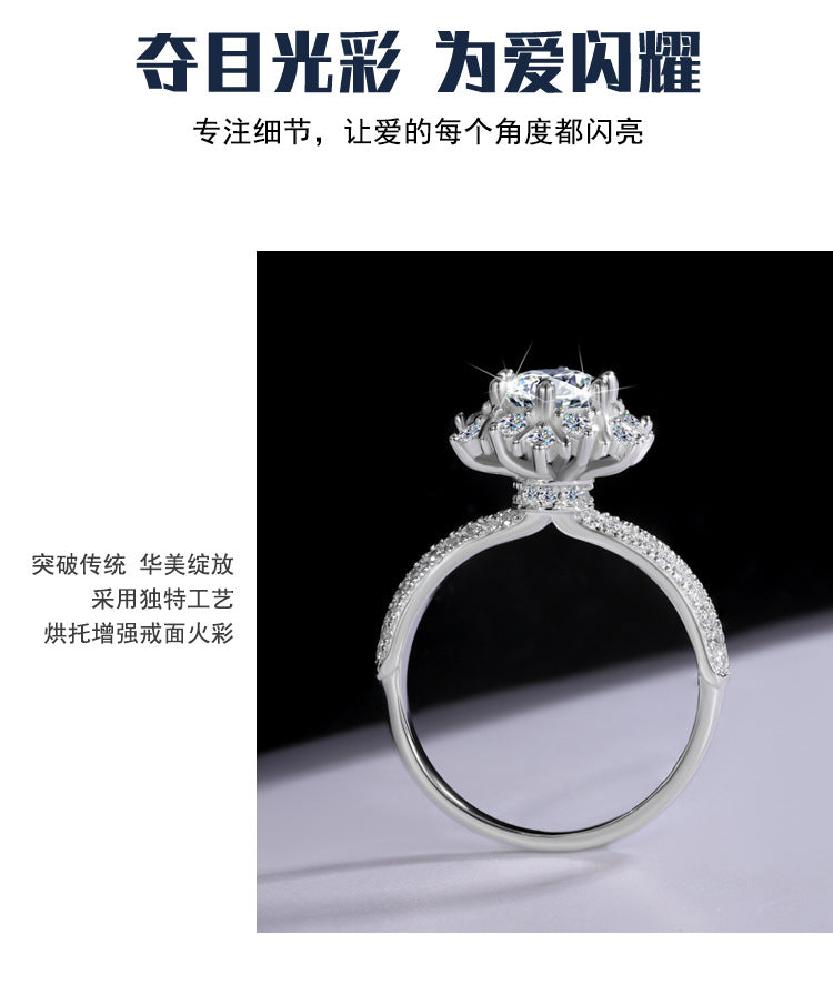 Cross-border new arrival S925Silver Moissanite Princess of First Snow1Carat Ring Female Wedding Gift Diamond Ring Spot Wholesale