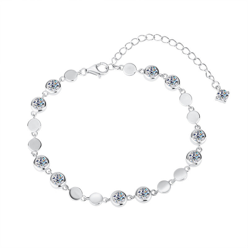 Cross-Border S925Pure Silver Sparkling Moissanite Bracelet High Fashion Exquisite Moissanite Jewelry Factory Wholesale