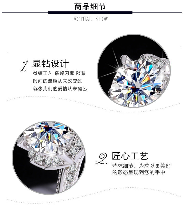 925Pure Moissanite Silver Moissanite Diamond Handheld Flower Women's Ring Rose Fashion Classic Jewelry Manufacturer Wholesale