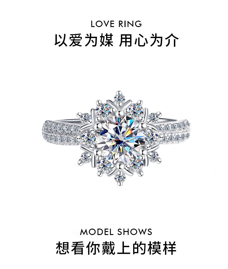 Cross-border new arrival S925Silver Moissanite Princess of First Snow1Carat Ring Female Wedding Gift Diamond Ring Spot Wholesale