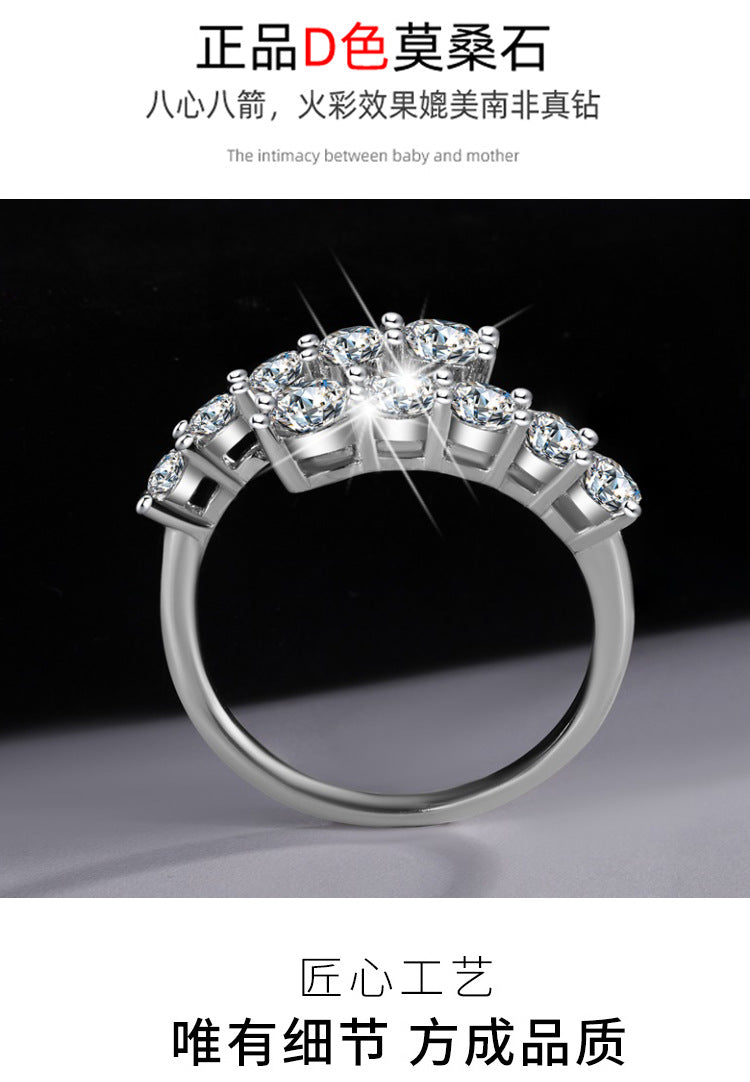 Cross-border new arrival S925Silver Moissanite Starry Sky Shining Night Ring Female fashion Exquisite ins High-end Manufacturer Direct Sale