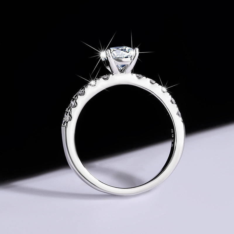 Exclusive for cross-border S925Sterling Silver Moissanite Luxury Four-Claw Couple Rings Wedding Birthday Gift Rings for Girlfriend