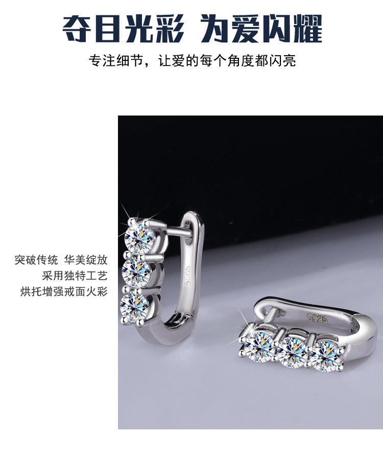 Direct Foreign Trade Sales S925Sterling Silver Full Diamond Moissanite Earrings Fashionable Personality Ear Clips Light Luxury High-end Ear Jewelry Wholesale