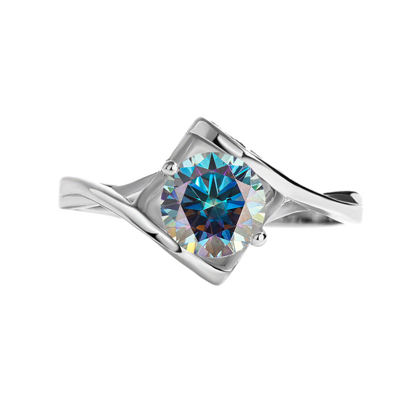 Factory direct sales925Sterling Silver Ring Female Angel Kiss Moissanite Heart to Heart Simulation Diamond Ring Live Wholesale