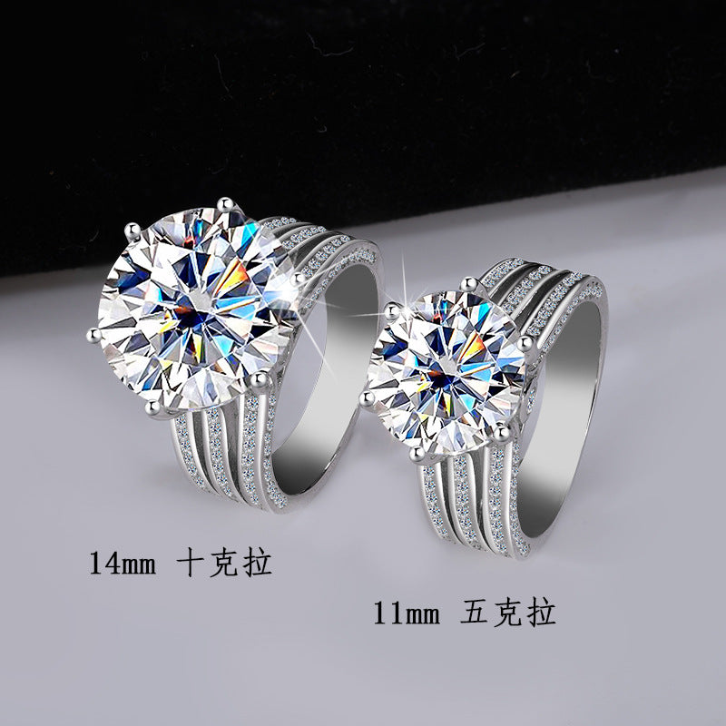 Cross-border European and American Luxury Pigeon Egg S925Silver Crescent Moon Eye Moissanite Ring High-end Ultra Sparkling Women's Ring Wholesale