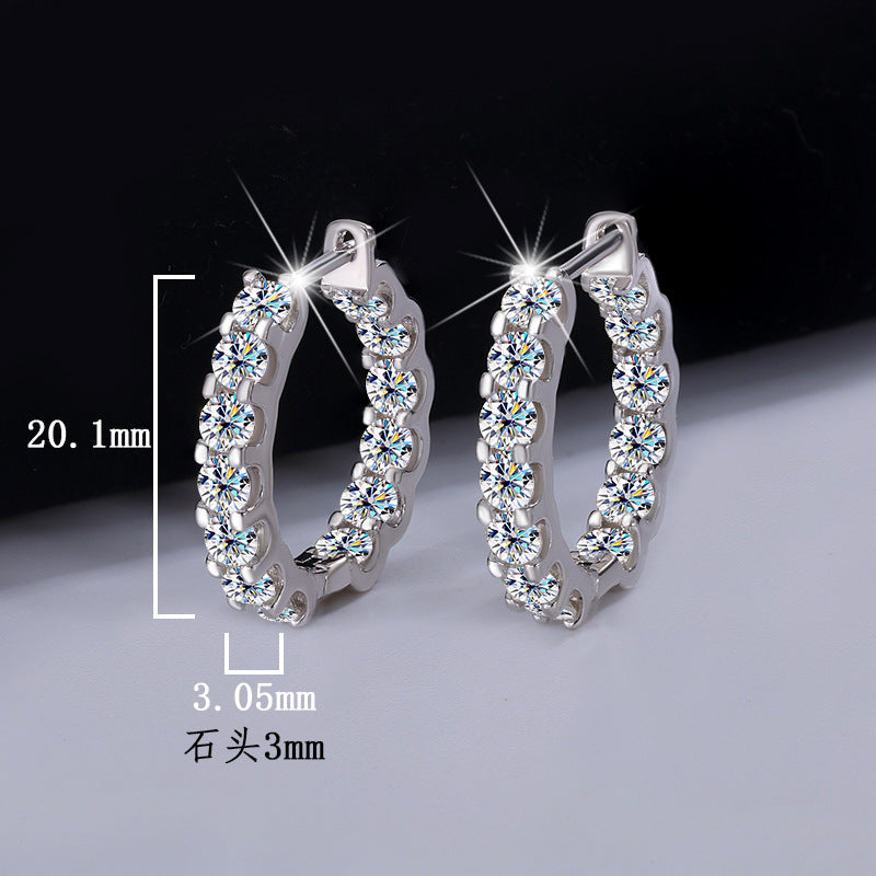 Europe and America S925Silver Moissanite Full Diamond Earrings High-end Fashion Bull Head Style Ear Clips Moissanite Stud Earrings Wholesale