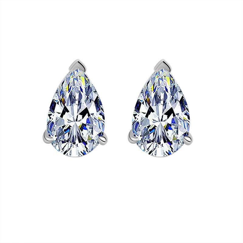 Cross-border hot selling925Pure Silver Earrings for Women Simple Elegant Ear Jewelry1Carat Irregular Water Drop Pear Shape Moissanite Earrings