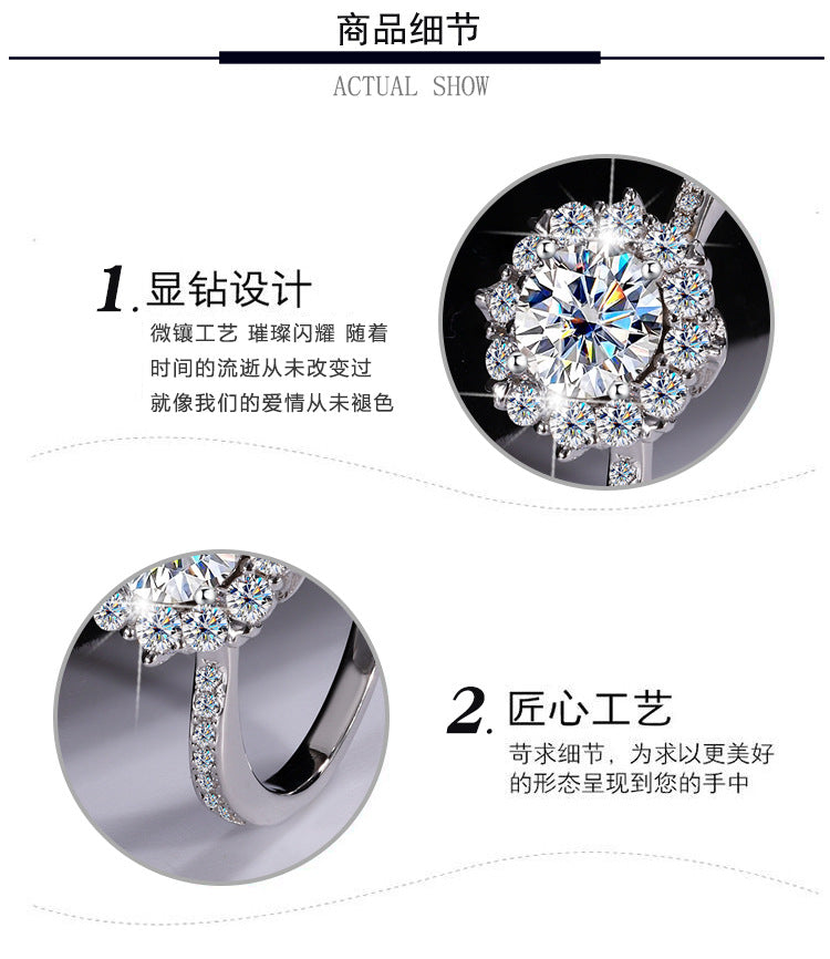 S925Silver Moissanite Galaxy Diamond Ring for Women, Platinum Plated, Proposal, Wedding, Princess, Radiant Star Diamond Ring Wholesale