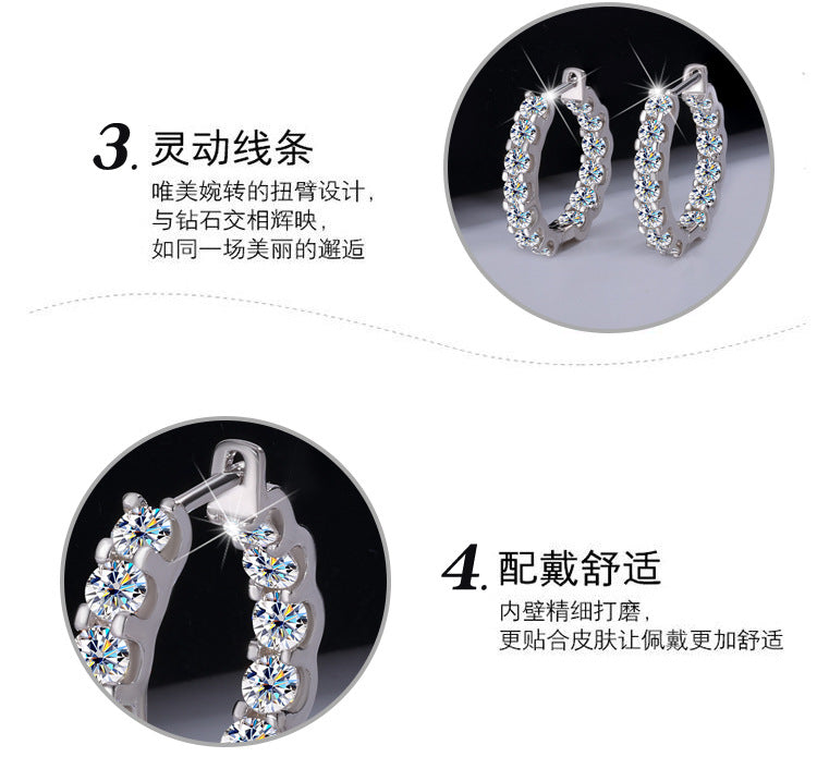 Europe and America S925Silver Moissanite Full Diamond Earrings High-end Fashion Bull Head Style Ear Clips Moissanite Stud Earrings Wholesale