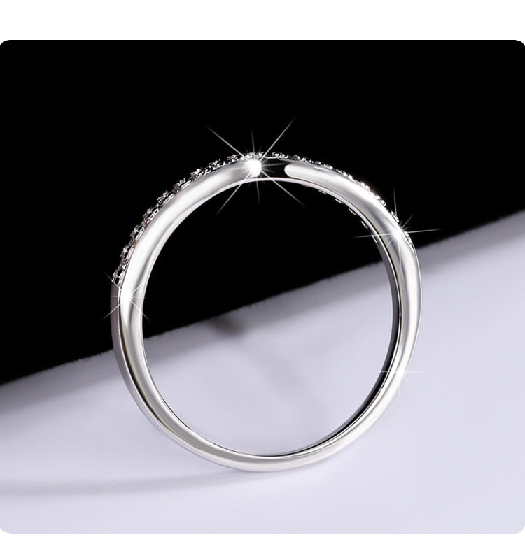 Sterling Silver V Moissanite Ring for Women, Stackable, Simple Couple Design, Pure Silver Plated18K Platinum Factory Direct Sale Heart Shape
