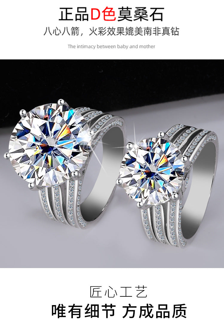 Cross-border European and American Luxury Pigeon Egg S925Silver Crescent Moon Eye Moissanite Ring High-end Ultra Sparkling Women's Ring Wholesale
