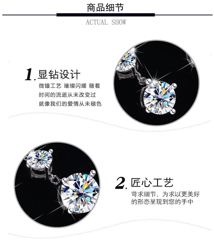 Cross-border Wholesale Direct Sales S925Sterling Silver Moissanite Gourd Necklace for Women Fashion Simple Pendant High-end Clavicle Chain